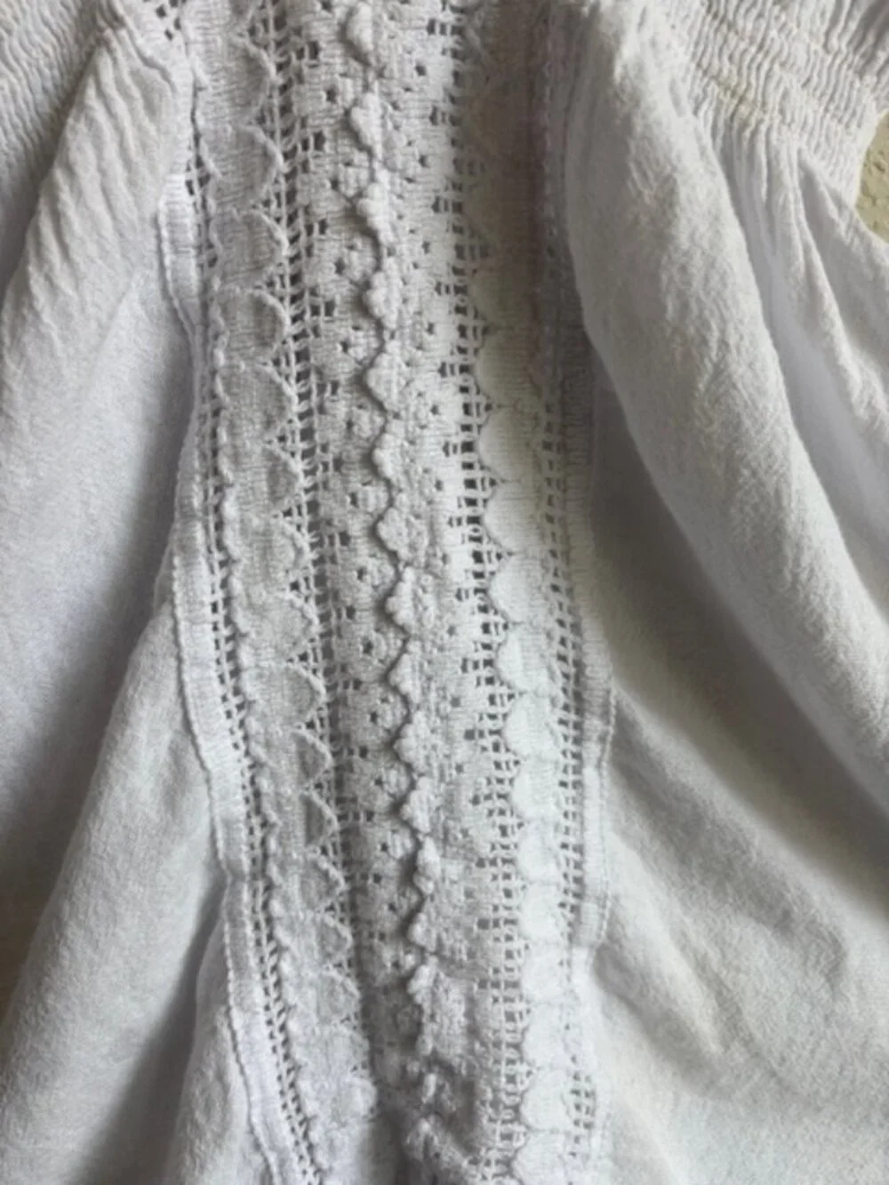 Blanco by Nature Womens White Peru Cotton Tunic Sz Med Crochet Boho Ethereal - Picture 6 of 11